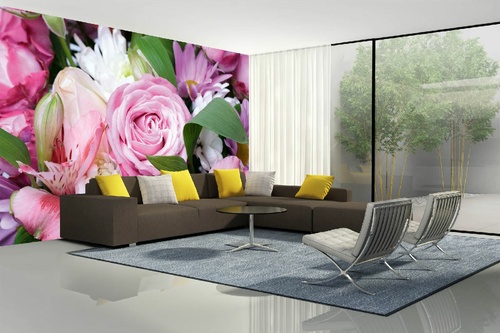 Vlies Fototapete - Rosa Blumenstrauß 375 x 250 cm